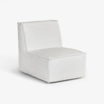 DAVIAN כורסת בוקלה מודרנית ולבנה