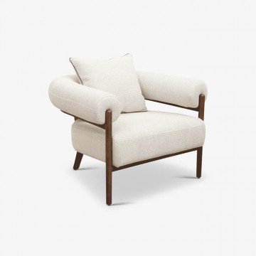 LOTTI כורסא מעוצבת מרופדת בבד אריג ובקווים מעוגלים