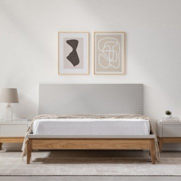 UMMA מיטה אקלקטית עם מסגרת עץ אלון מלא