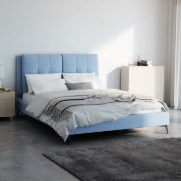 LIMASOL מיטה מרופדת בגוון כחול עם כריות גב