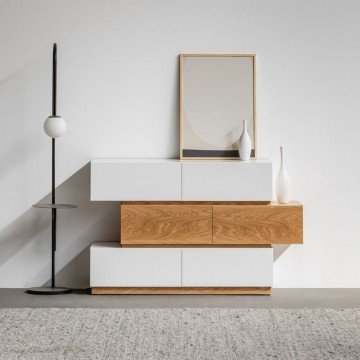 KANZER שידה מעוצבת מעץ עם 6 מגירות