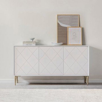 KONVERR שידת אחסון נורדית עם רגלי פליז