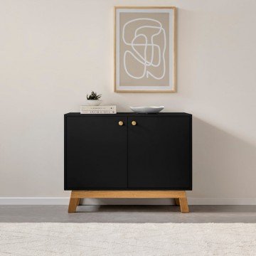 KIRBI קומודה עם ידיות כפתור מוזהבות