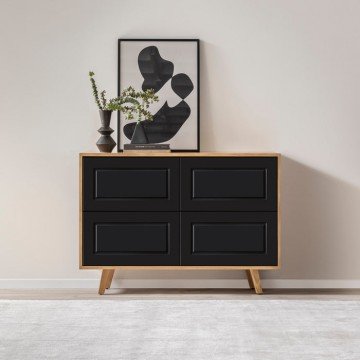 MORATA שידה כפרית מעץ עם 4 דלתות