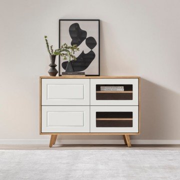 MER שידה מעץ בשילוב דלתות זכוכית