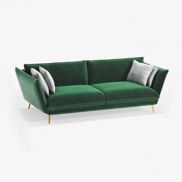 NOHO ספת קטיפה בגוון ירוק מלטף ,נוחה בטירוף וברוחב 250 ס"מ