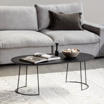 CLAYTON שולחן סלון מעץ בטקסטורת שיש שחור