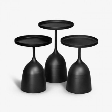 CROSS שלישיית שולחנות צד ממתכת בגוון שחור