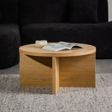 ZOOEY שולחן סלון עגול בגוון אלון טבעי