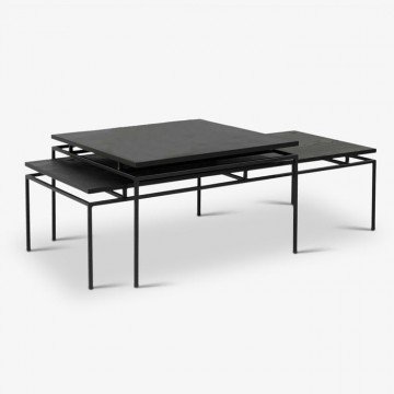 HABIKI סט שולחנות סלון מלבניים בגוון שחור