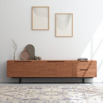 PERCIVAL מזנון מודרני בשילוב פורניר עץ אגוז אמריקאי, רוחב 220 ס"מ