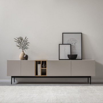 MALMO מזנון מודרני בשילוב כוורת בגוון עץ טבעי