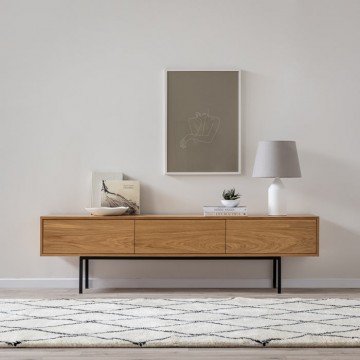 ZIKO מזנון עם 3 מגירות פורניר אלון טבעי