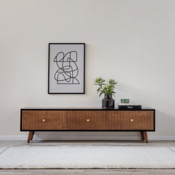 CLEAN מזנון לסלון צבוע בתנור בשילוב עץ לביד