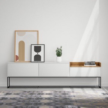 NEPTON מזנון מודרני לסלון עם מגש עליון עץ