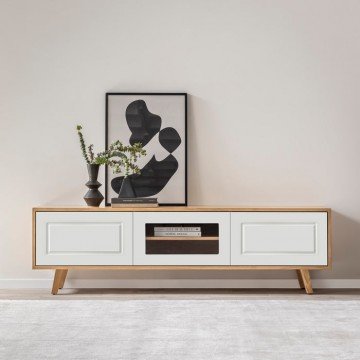 MORE מזנון כפרי לסלון עם דלת זכוכית אמצעית