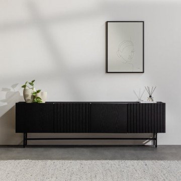 EDUARDO מזנון מודרני עם 4 דלתות, משולב תבליטים מאונכים