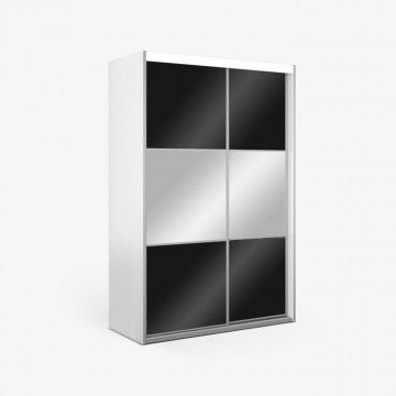 UNIX ארון הזזה עם פרופיל אלומניום, חזיתות זכוכית שחורה ומראות