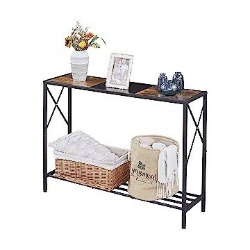 Tajsoon Console Table, Industrial entryway Table, Narrow Sofa Table with Shelves,Entrance Table for Entryway, Hallway, Living Room, Foyer, Corridor, Office, Rustic Brown and Black