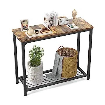 Ecoprsio Small Console Table Sofa Table with Mesh Shelves, 2 Tier Entryway Table Foyer Table for Entryway, Front Hall, Hallway, Sofa, Couch, Living Room, Bar, Kitchen, 32 Inch, Rustic Brown