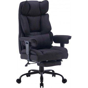 Efomao Desk Office Chair,Big High Back Chair,Fabric Computer Chair,Managerial Executive Swivel Chair with Lumbar Support,Armrest and Cushion Height Adjustable Black Chairs