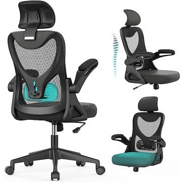 Office Chair - Ergonomic Desk Chair with Adjustable 2D Headrest & Lumbar & Armrest, Tilting & Height Adjustment Home Office Desk Chairs