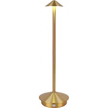 LIGHTJXDS Cordless Table Lamp, Portable Led Desk Lamp 5000mAh Battery Operated Table Lamp, Mordern Rechargeable Night Light in Aluminum, Dimmable Table Light for in/Outdoor (Gold)