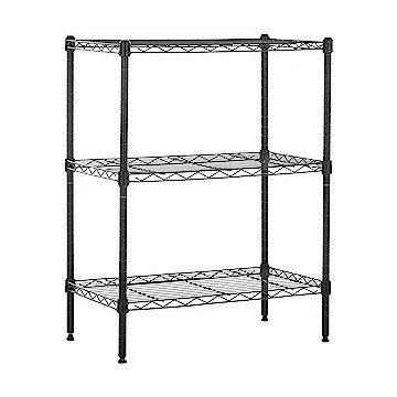 Amazon Basics 3-Shelf Adjustable, Heavy Duty Storage Shelving Unit (250 lbs loading capacity per shelf), Steel Organizer Wire Rack, Black, 23.2"L x 13.4"W x 30"H