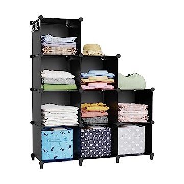 HOMIDEC Closet Organizer, 9-Cube Closet Organizers and Storage, Portable Closet Storage Shelves,Closet Organizer Storage Shelves, Clothes Storage Organizer for Garment Racks, Closet, Wardrobe